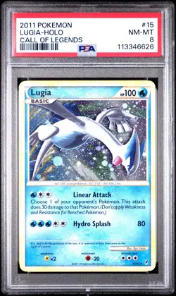 2011 POKEMON CALL OF LEGENDS LUGIA #15 HOLO PSA 8 NM #113346626 - Image 1