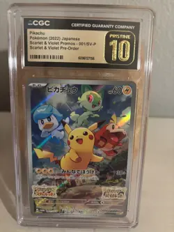 Pokemon Pikachu Scarlet/Violet Preorder Japanese Promo 001/SV-P CGC 10 Pristine - Image 1