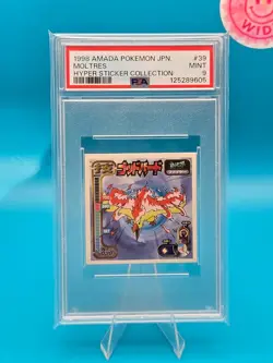 PSA 9 - 1998 AMADA POKEMON JAPANESE HYPER STICKER COLLECTION 39 MOLTRES - Image 1