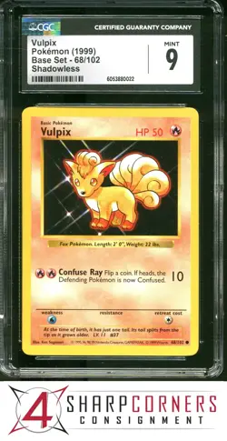 1999 POKEMON BASE SET SHADOWLESS #68 VULPIX CGC 9 - Image 1