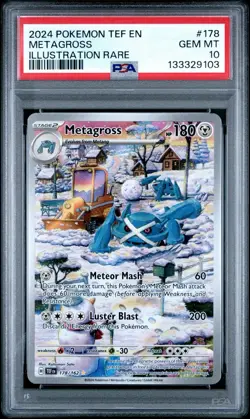 2024 POKEMON TEF EN-TEMPORAL FORCES ILLUSTRATION RARE #178 METAGROSS PSA 10 - Image 1
