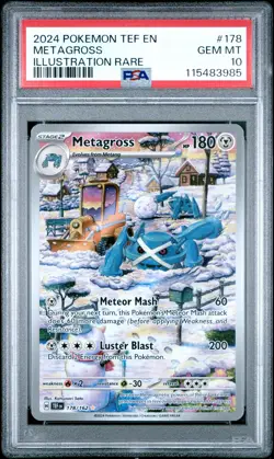 2024 POKEMON TEF EN-TEMPORAL FORCES ILLUSTRATION RARE #178 METAGROSS PSA 10 - Image 1