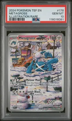 2024 POKEMON TEF EN-TEMPORAL FORCES ILLUSTRATION RARE #178 METAGROSS PSA 10 - Image 1