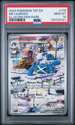 2024 POKEMON TEF EN-TEMPORAL FORCES ILLUSTRATION RARE #178 METAGROSS PSA 10 - Image 1