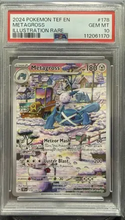 2024 POKEMON TEF EN-TEMPORAL FORCES ILLUSTRATION RARE #178 METAGROSS PSA 10 - Image 1