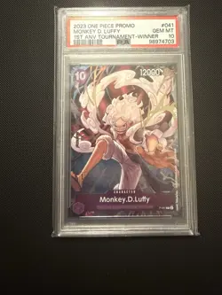 2023 One Piece Promo Monkey D Luffy 041 1st Anniversary Tournament Winner PSA 10 - Image 1
