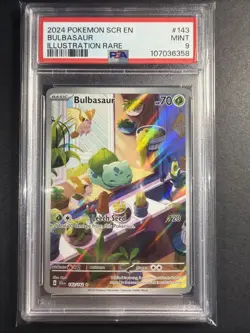 Pokemon TCG Bulbasaur Holo Card Illustration Stellar Crown Rare 143/142 Psa 9 - Image 1