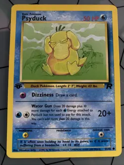 1st Edition Vintage Pokemon Card Psyduck Common Team Rocket 65/82 VLP - Image 1