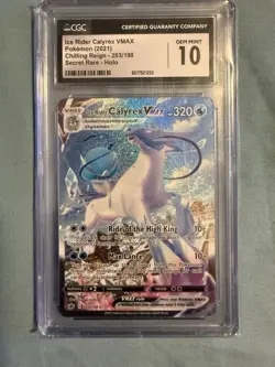 Pokemon TCG Ice Rider Calyrex VMAX Chilling Reign Card 203/198 CGC 10 - Image 1