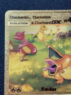 Charmander, Charmeleon, Charizard GX Gold Foil Vinyl Art Collector Card MP/DMG - Image 4
