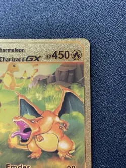 Charmander, Charmeleon, Charizard GX Gold Foil Vinyl Art Collector Card MP/DMG - Image 5