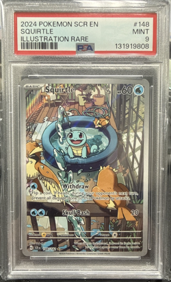 2024 Pokemon Squirtle Sv07: Stellar Crown Illustration Rare Holo 148/142 PSA 9 - Image 1