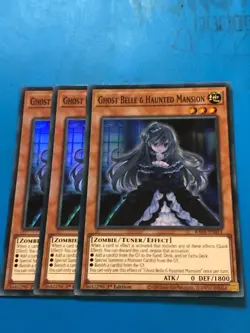 YUGIOH 3x Super Rare Ghost Belle & Haunted Mansion RA01-EN011 1st Edition - Image 1