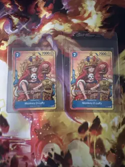 2 One Piece Card Monkey D Luffy P-043 2ND ANNIVERSARY Pirate King Promo English - Image 1