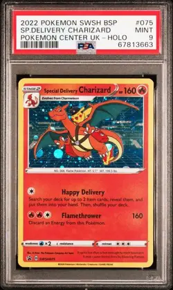 SPECIAL DELIVERY CHARIZARD Pokemon Center UK Promo #SWSH075 PSA 9 Pokemon - Image 1