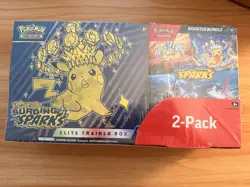 Pokemon TCG Surging Sparks ETB + Booster Bundle Costco 2-pack Sealed New - Image 1