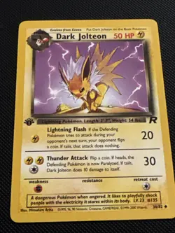 Pokemon Cards: Team Rocket 1st Edition Uncommon: Dark Jolteon 38/82 - Image 1