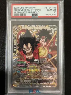 PSA 10 Dragon Ball Super Card SS4 Son Goku & SS4 Vegeta BT24-118 Alt Art Gold - Image 1