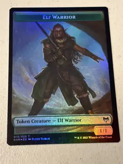 mtg foil token Elf Warrior // Troll Warrior, 015/016, Kaldheim, unplayed - Image 2