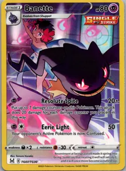 Banette TG07/TG30 Holo Lost Origin Trainer Gallery Pokemon NM - Image 1