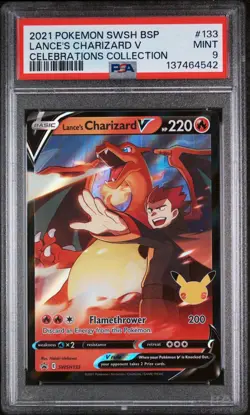 2021 POKEMON CELEBRATIONS SWSH133 - LANCE'S CHARIZARD V - PSA 9 - Image 1