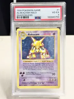 1999 Pokemon Alakazam Holo Rare Base Set, Shadowless, 1/102, PSA 4 VG-EX - Image 1