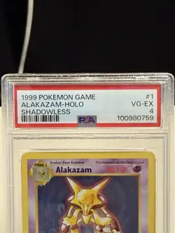 1999 Pokemon Alakazam Holo Rare Base Set, Shadowless, 1/102, PSA 4 VG-EX - Image 3
