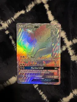 Pokemon TCG Tauros GX Full Art Holo Rainbow Rare Card Sun & Moon 156/149 - Image 1