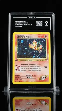 Blaine's Moltres 2000 Pokemon Gym Heroes 1st Edition TAG 9 #1 - Image 1