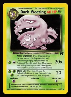 Dark Weezing 14/82 Holo Rare Team Rocket Pokemon Card - Image 1