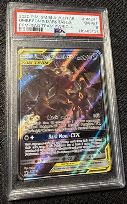 2020 POKEMON SM BLACK STAR PROMO #SM241 UMBREON & DARKRAI GX PRM-TAG TEAM - Image 1