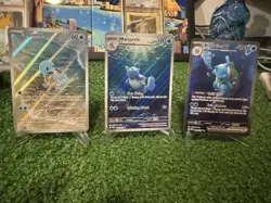 TCG Pokemon 151 Set Special Illustration Squirtle, Wartortle, Blastoise EX - Image 1