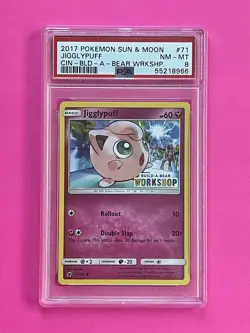 PSA 8 Jigglypuff Build A Bear Pokemon Graded Trading Card 71/111 2017 NM-MT - Image 1