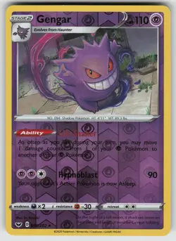 Gengar Reverse Holo Holo Rare SWSH01: Sword & Shield Base Set 085/202 Pokemon - Image 1