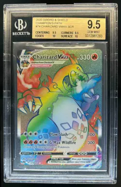 2020 Pokemon SWSH Champion's Path Charizard VM Vmax Secret Rare #074/073 BGS 9.5 - Image 1