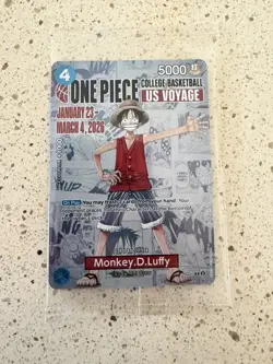 One Piece Monkey D. Luffy US Voyage College Basketball Promo Card Gonzaga SEALED - Image 1