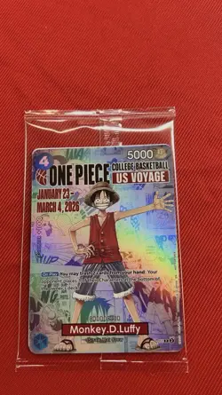 One Piece Monkey D. Luffy US Voyage College Basketball Promo Card SEALED - Image 1
