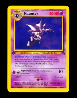 1999 Pokemon HAUNTER Fossil Set 1ST EDITION Non Holo RARE Card 21/62 WotC NM - Image 1