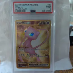 2023 POKEMON MEW EN-151 HYPER RARE #205 MEW EX PSA 9 Mint - Image 1
