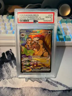 2025 Pokemon Destined Rivals #235/182 Arven's Mabosstiff ex SIR PSA 10 - Image 1