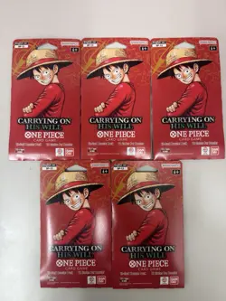 One Piece OP-13 Carrying on His Will Sleeved Booster Packs (LOT Of 5) - Image 1