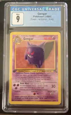Gengar CGC 9 1999 Pokemon Fossil 1st Edition Non Holo #20/62 - Image 1