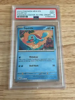 PSA 9 Squirtle 007/165 Pokemon Center Exclusive Stamped Promo Pokemon 151 UPC - Image 1