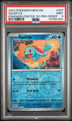PSA 9 GEM MINT Squirtle Pokemon Center Exclusive 151 Stamped Promo SVP 007/165 - Image 1