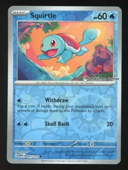 2023 Pokemon TCG SV 151 Squirtle 007/165 Pokemon Center Stamp Promo - Image 1