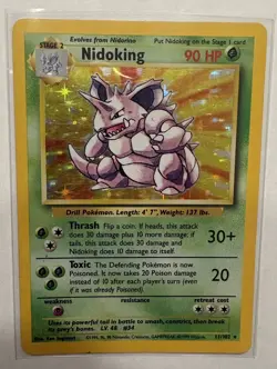 Pokemon TCG Nidoking Base Set Holo Unlimited Rare Card 11/102 - Image 1
