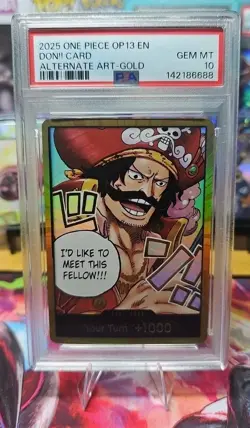 One Piece OP13-Carrying On His Will Don!! Card-Gol. D Roger Gold Alt Art PSA 10 - Image 1