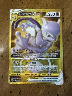 Pokemon TCG Mewtwo VSTAR Gold Secret Rare Full Art Holo Card 086/078 Pokemon Go - Image 1