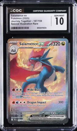 2025 POKEMON JOURNEY TOGETHER #187/159 SALAMENCE EX CGC 10 GEM MINT - Image 1