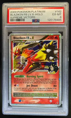 2009 Pokemon Platinum Supreme Victors Blaziken FB LV.X #142/147 PSA 6 - Image 1